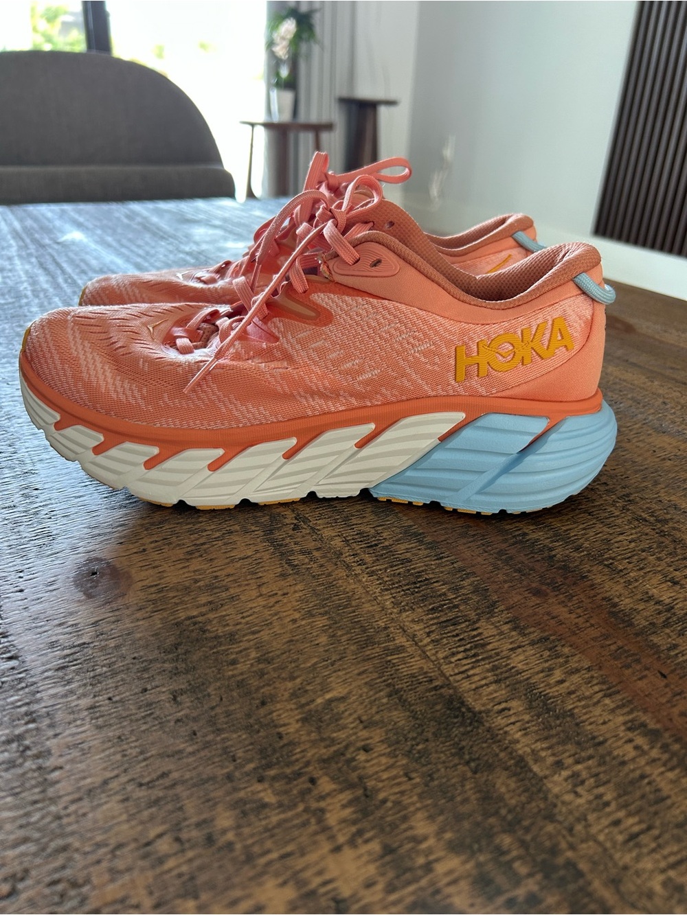 HOKA Women's Coral Running Shoes with Blue Midsole